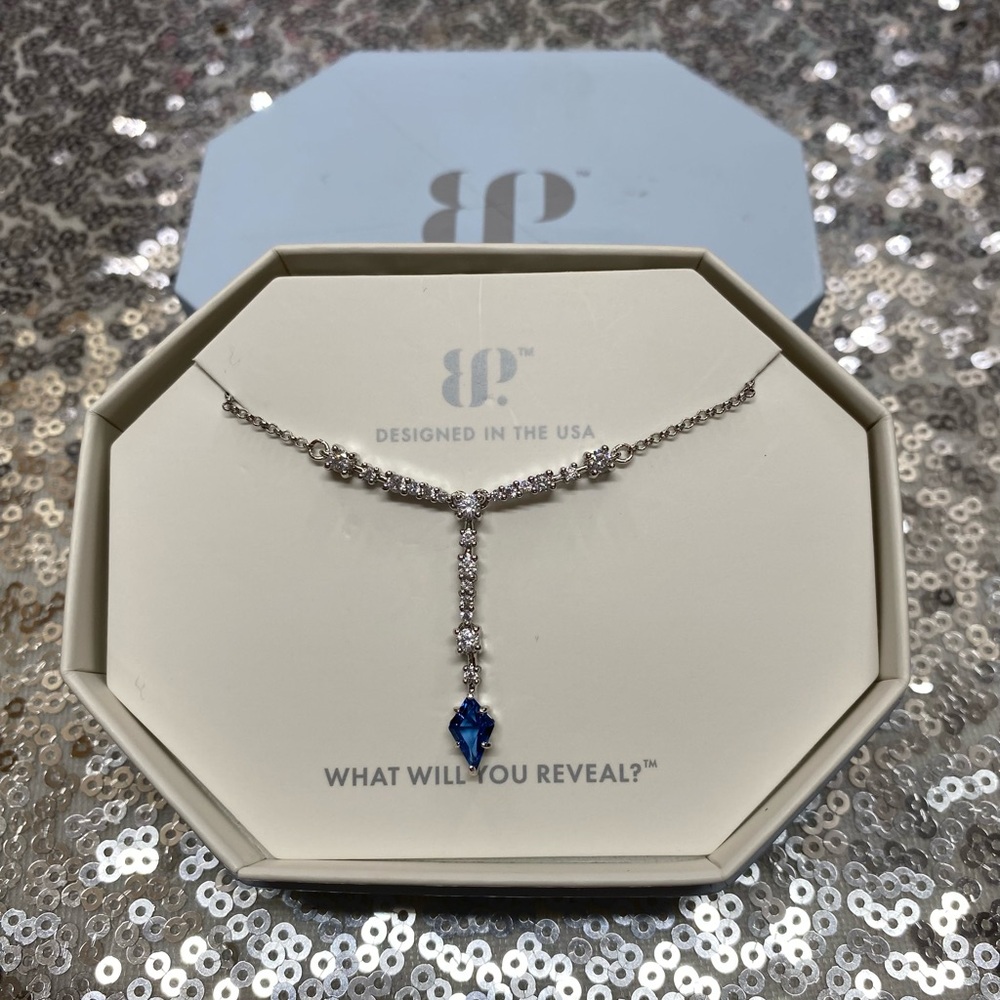 Bomb Party Arrows Abound Blue Spinel Rhodium Necklace - Picture 1 of 4